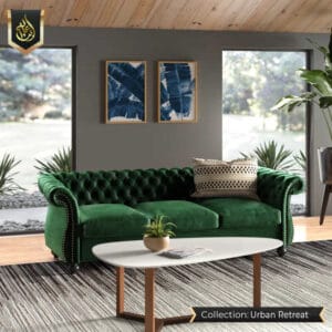 green sofa
