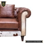 Real Cow Hide Brown Leather Chesterfield Sofa set