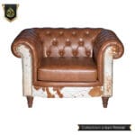 Real Cow Hide Brown Leather Chesterfield Sofa set