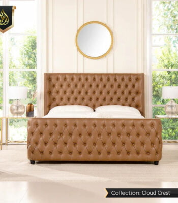 brown leather bed