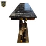 golden console table with marble top